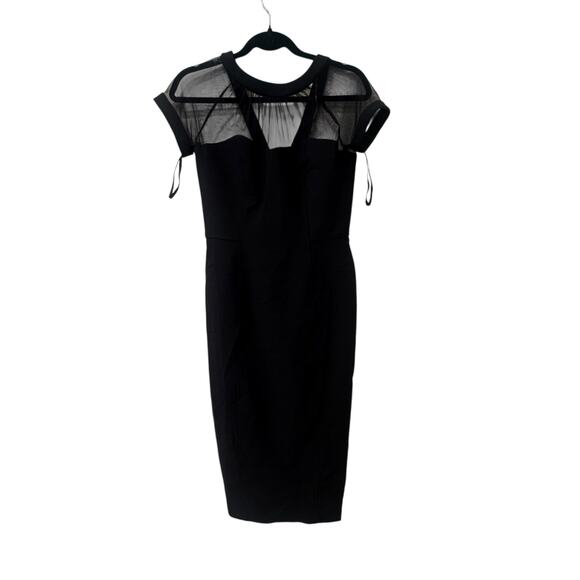 Maggy London Women's Black Mesh Illusion Short Sleeve Dress Size 2 NWT - Picture 6 of 10